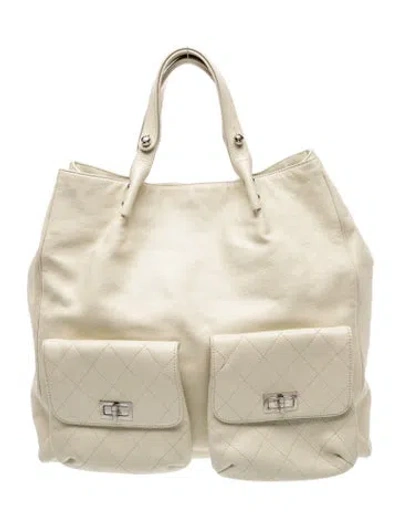 Pre-owned Chanel Large Reissue Pocket In The City Tote In Neutral