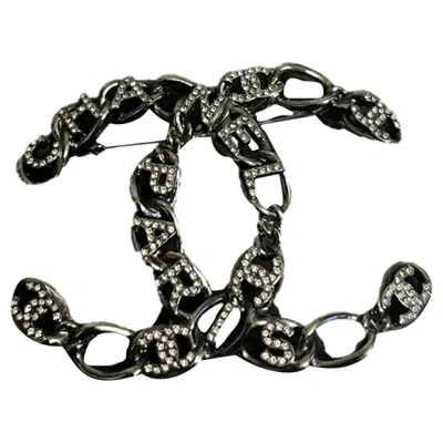 Pre-owned Chanel Large Silver Crystal Cc Statement Brooch, 2020 In Multi