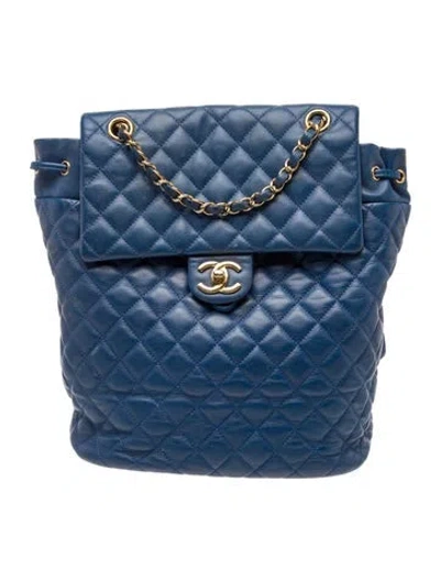 Pre-owned Chanel Large Urban Spirit Backpack In Blue