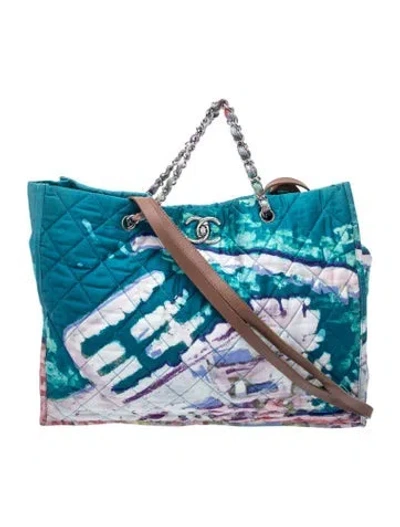 Pre-owned Chanel Large Watercolor Tote In Blue
