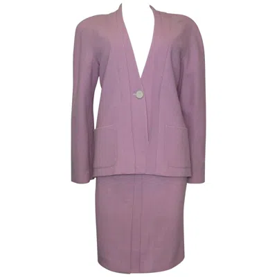 Pre-owned Chanel Lavender Wool Jacket & Skirt Set Circa 1990s In Purple