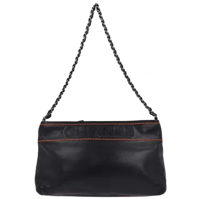Pre-owned Chanel Lax Pochette Leather Black Leather Clutche & Pouche Bag ()