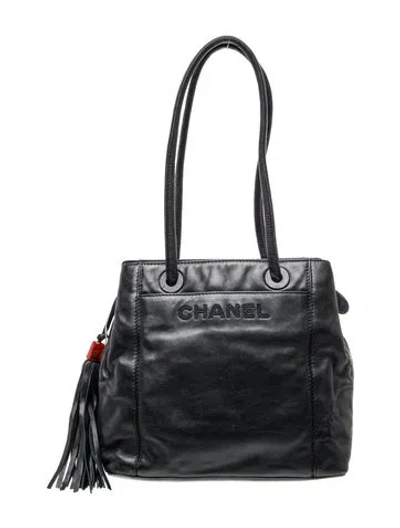 Pre-owned Chanel Lax Tassel Tote In Blue