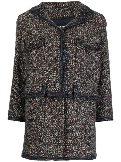Pre-owned Chanel Layered Tweed Jacket In Blue