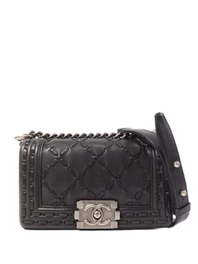 Pre-owned Chanel Le Boy Chain Crossbody Bag In Black