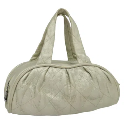 Pre-owned Chanel Le Marais Bowler Bag Quilted Leather Silver Leather Handbag ()