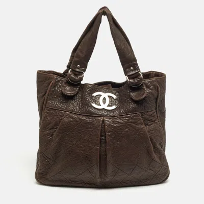 Pre-owned Chanel Le Marais Dark Brown Quilted Leather Tote