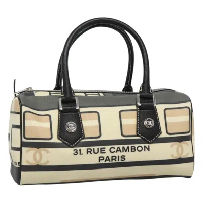 Pre-owned Chanel Le Train Boston Bag Printed Coated Canvas Black Pvc Handbag ()
