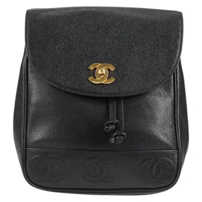 Pre-owned Chanel Leather Backpack Bag () In Black