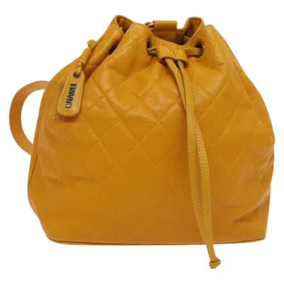 Pre-owned Chanel Leather Backpack Bag () In Yellow