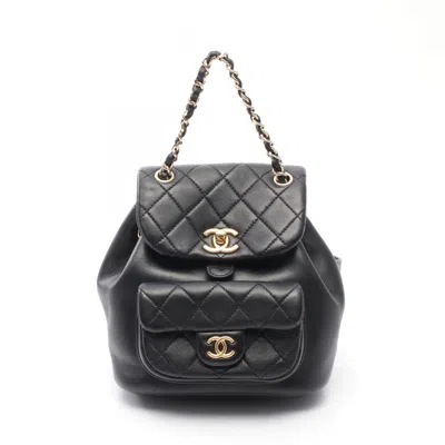 Pre-owned Chanel Leather Backpack () In Black