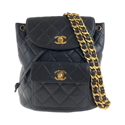Pre-owned Chanel Leather Backpack () In Black