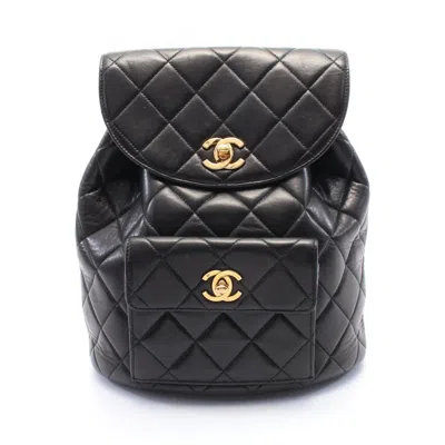 Pre-owned Chanel Leather Backpack () In Black