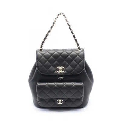 Pre-owned Chanel Leather Backpack () In Black