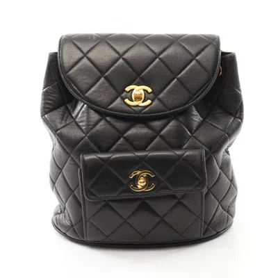 Pre-owned Chanel Leather Backpack () In Black