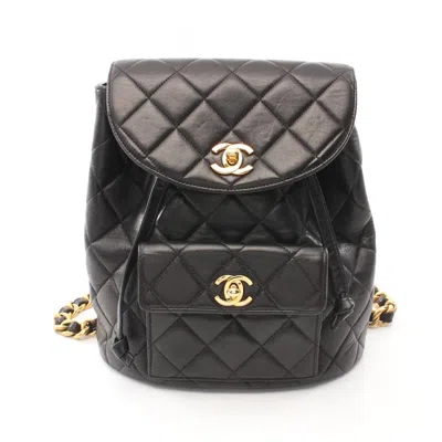 Pre-owned Chanel Leather Backpack () In Black