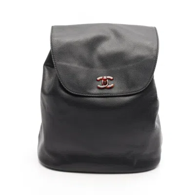 Pre-owned Chanel Leather Backpack () In Black