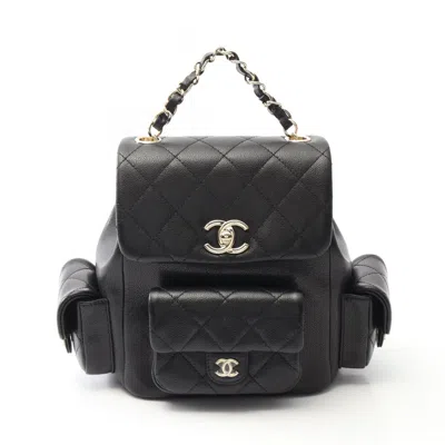Pre-owned Chanel Leather Backpack () In Black