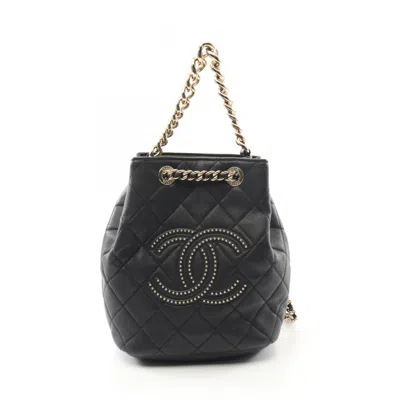 Pre-owned Chanel Leather Backpack () In Black