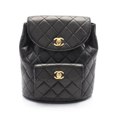 Pre-owned Chanel Leather Backpack () In Black