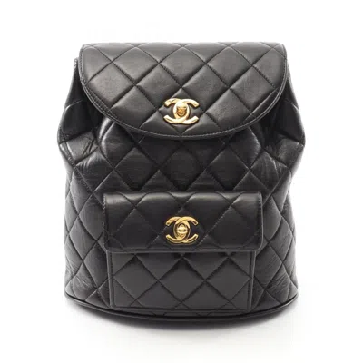 Pre-owned Chanel Leather Backpack () In Black