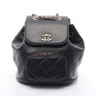 Pre-owned Chanel Leather Backpack () In Black
