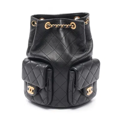 Pre-owned Chanel Leather Backpack () In Black