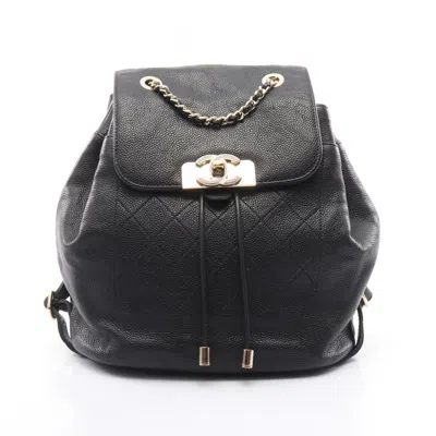 Pre-owned Chanel Leather Backpack () In Black