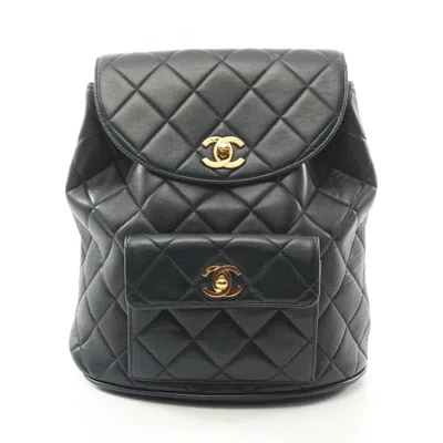 Pre-owned Chanel Leather Backpack () In Black