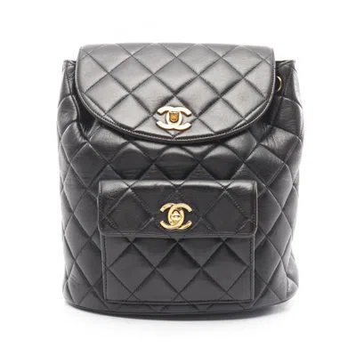 Pre-owned Chanel Leather Backpack () In Black