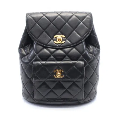 Pre-owned Chanel Leather Backpack () In Black