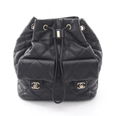 Pre-owned Chanel Leather Backpack () In Black