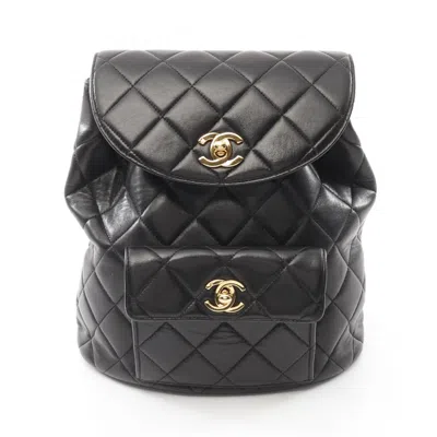 Pre-owned Chanel Leather Backpack () In Black