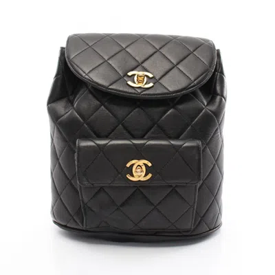 Pre-owned Chanel Leather Backpack () In Black