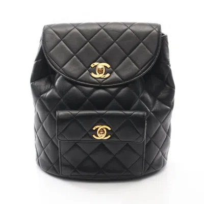 Pre-owned Chanel Leather Backpack () In Black