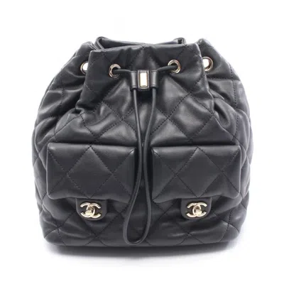 Pre-owned Chanel Leather Backpack () In Black