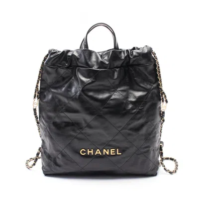 Pre-owned Chanel Leather Backpack () In Black