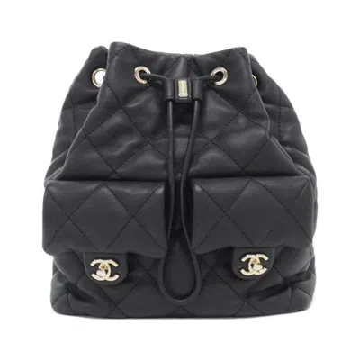 Pre-owned Chanel Leather Backpack () In Black