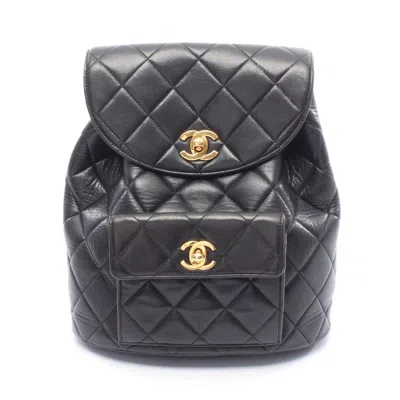 Pre-owned Chanel Leather Backpack () In Black