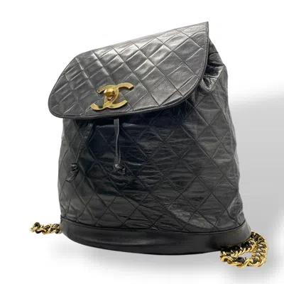 Pre-owned Chanel Leather Backpack () In Black