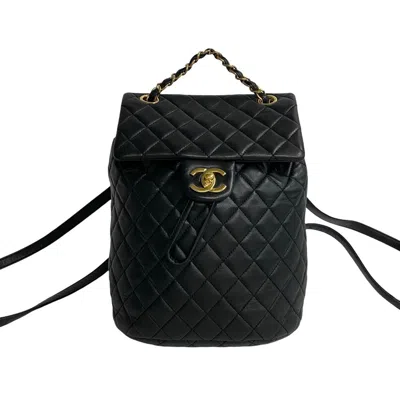 Pre-owned Chanel Leather Backpack () In Black