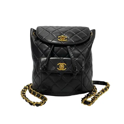 Pre-owned Chanel Leather Backpack () In Black