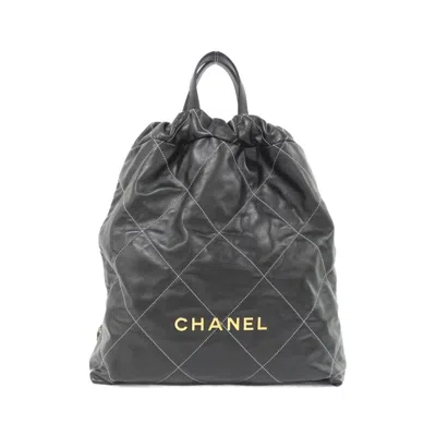 Pre-owned Chanel Leather Backpack () In Black