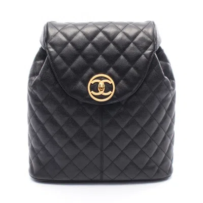 Pre-owned Chanel Leather Backpack () In Black