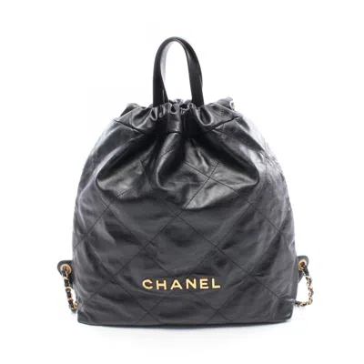 Pre-owned Chanel Leather Backpack () In Black