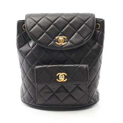 Pre-owned Chanel Leather Backpack () In Black
