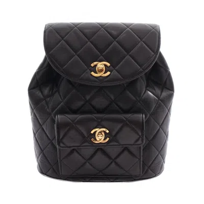 Pre-owned Chanel Leather Backpack () In Black