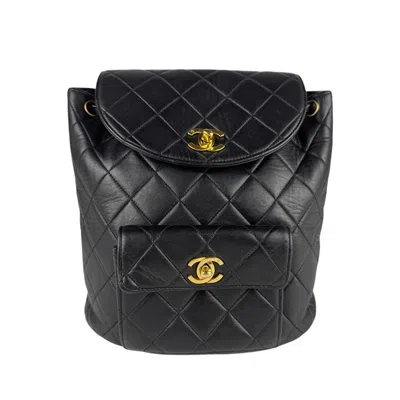 Pre-owned Chanel Leather Backpack () In Black