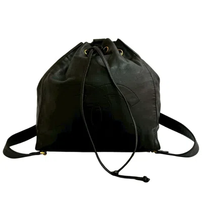 Pre-owned Chanel Leather Backpack () In Black