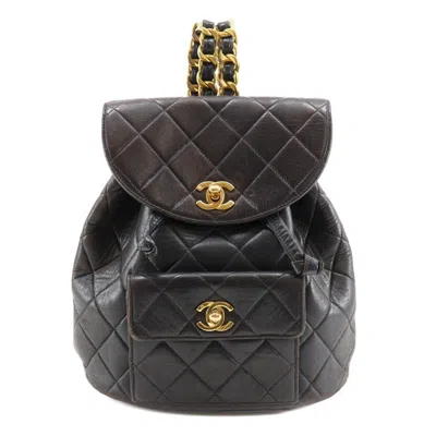 Pre-owned Chanel Leather Backpack () In Black